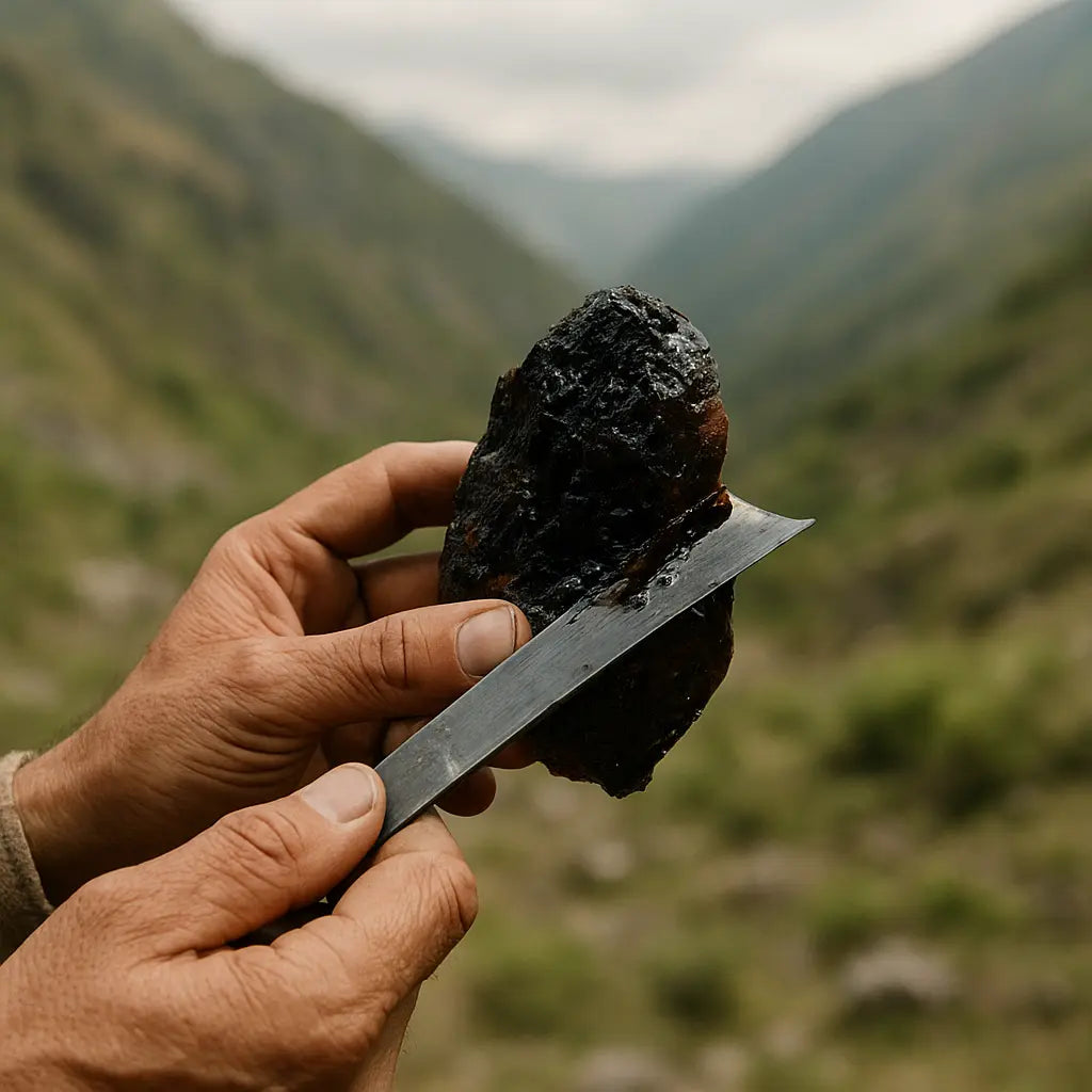 folk tales about shilajit - Nepalese Himalayan resin tin, editorial photo