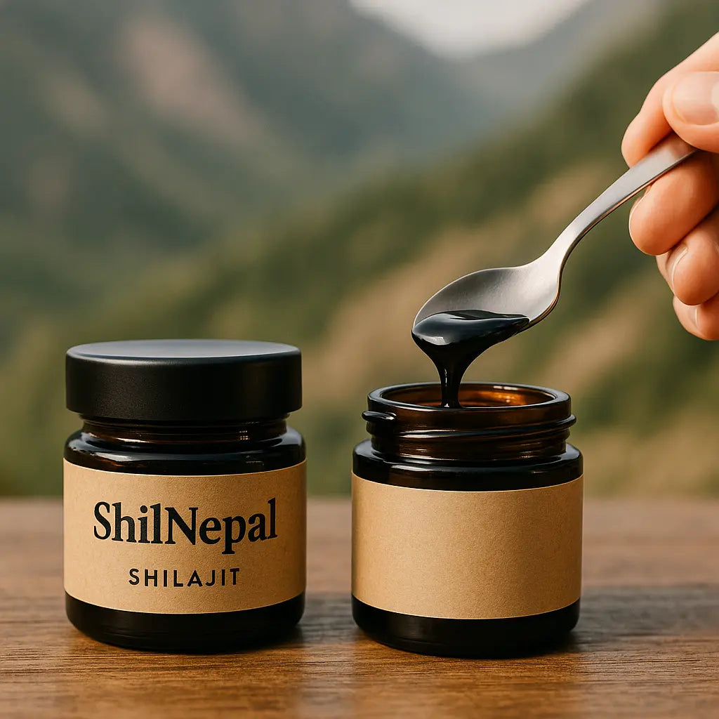 shilnepal vs other brands - Nepalese shilajit tin on stone, authentic Himalayan resin