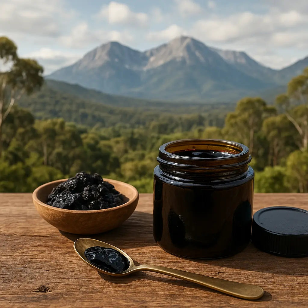 shilajit price guide in australia - pure Himalayan shilajit resin tin on stone