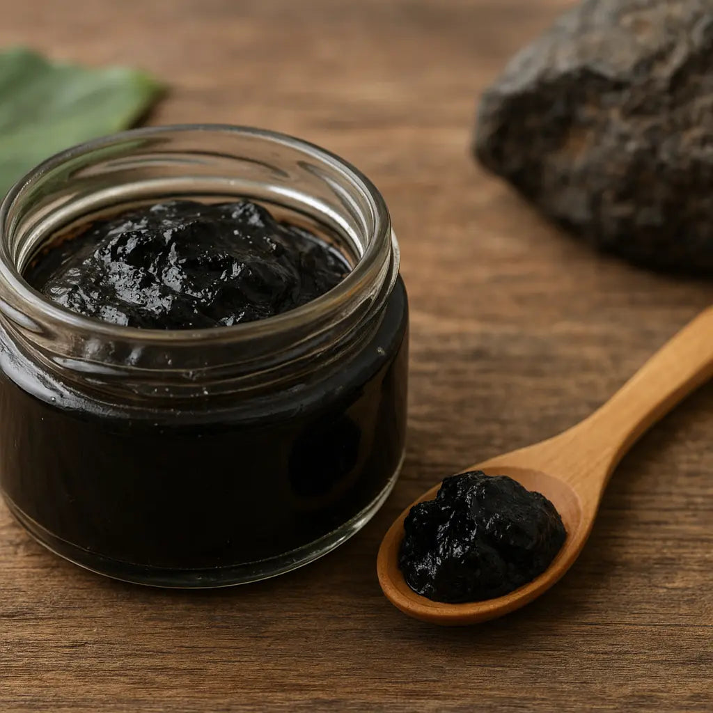 how to spot authentic shilajit - Nepali importer tin and pure Himalayan resin on stone
