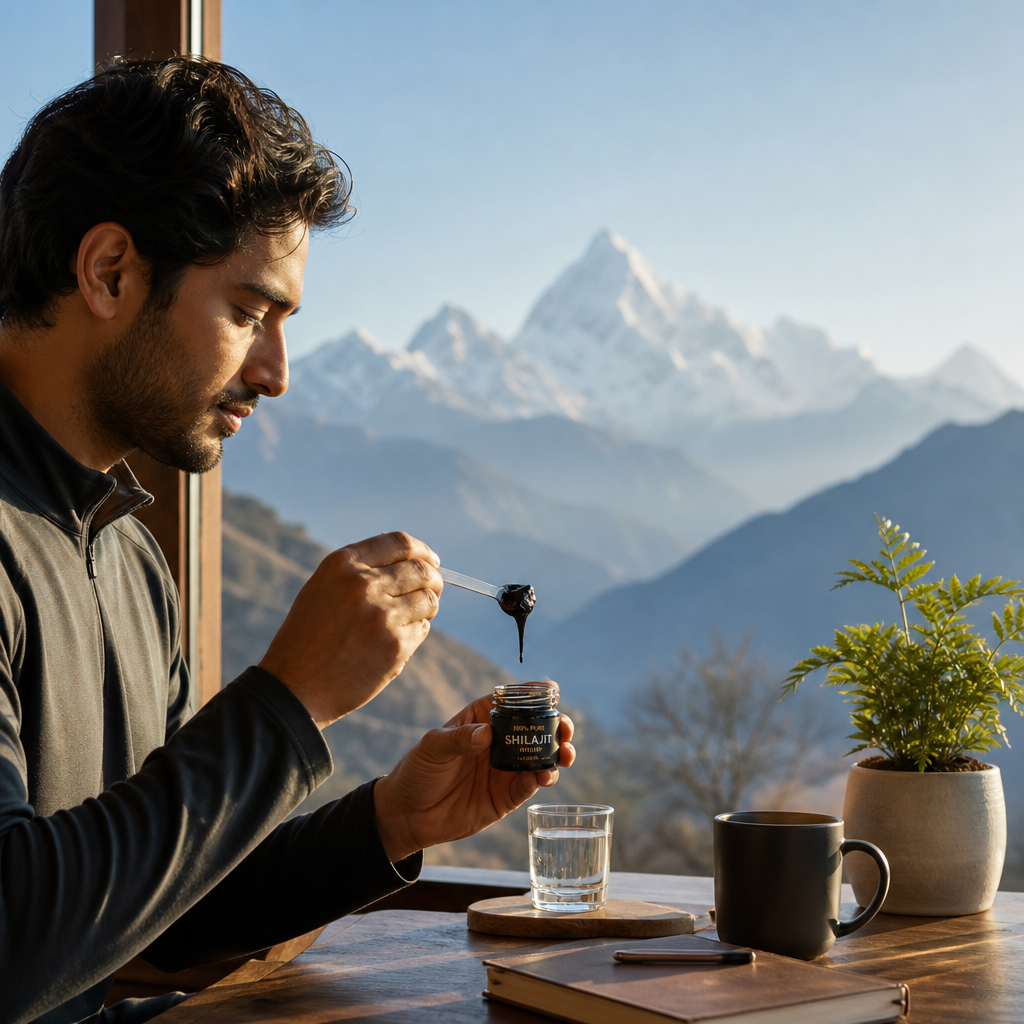 morning routine with shilajit - pure Himalayan resin tin for a simple daily routine