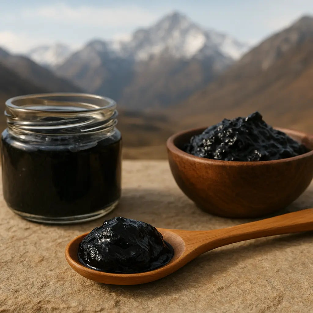 where to buy shilajit online safely - Nepalese shilajit resin tin on stone, honest importer photo