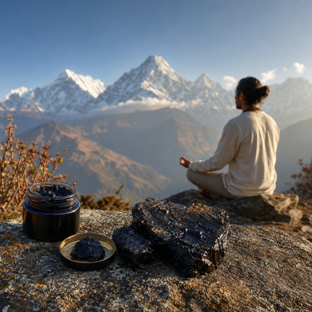 spiritual meaning of shilajit - pure Himalayan shilajit resin from Namche Bazaar in a tin