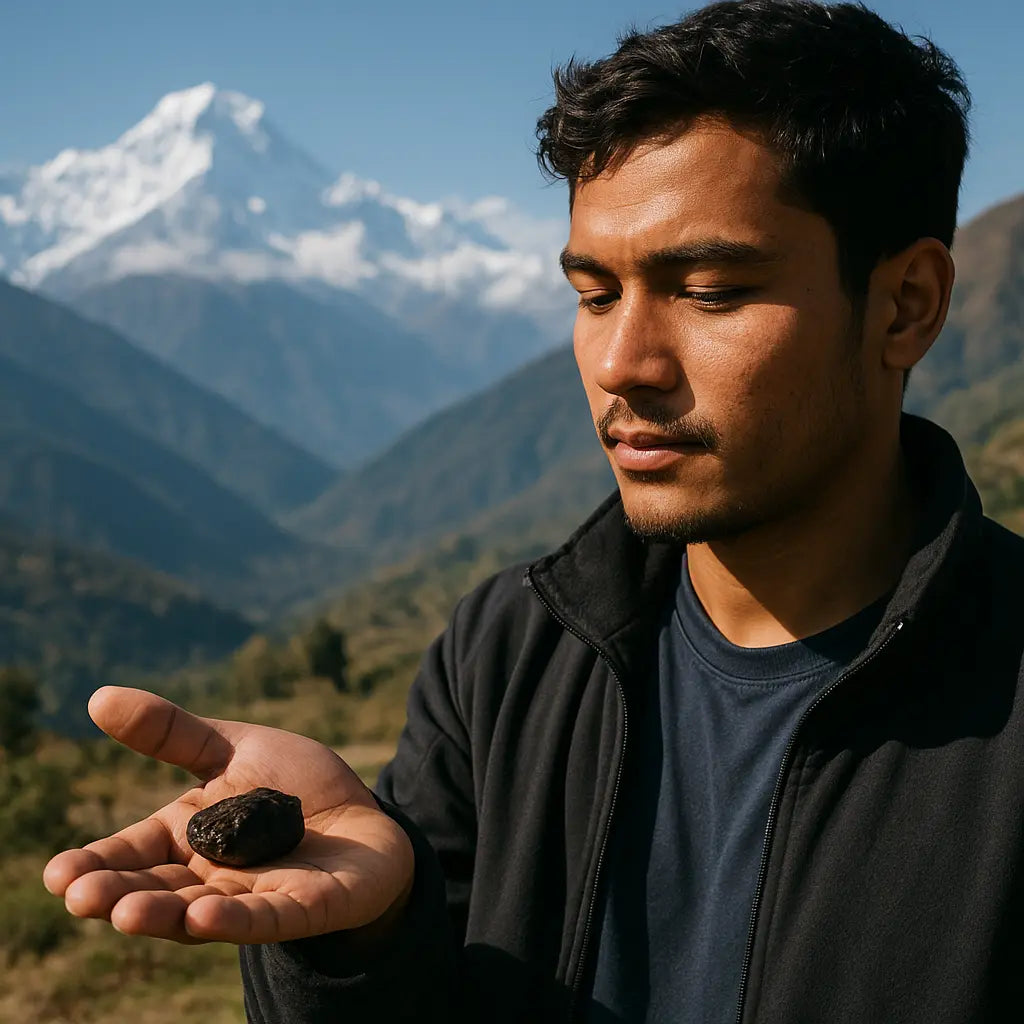 shilnepal story - founder from namche bazaar with 30g tin of pure Himalayan shilajit