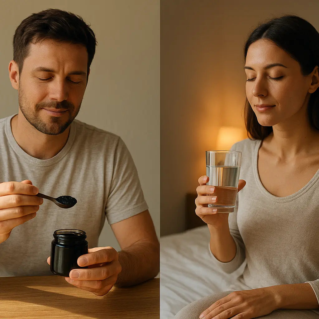 when to take shilajit morning or night - Nepalese shilajit resin tin on stone