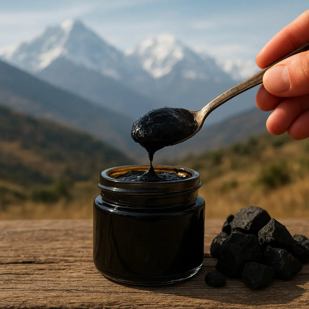 why-cheap-shilajit-is-usually-fake - pure Nepalese shilajit resin tin on neutral stone
