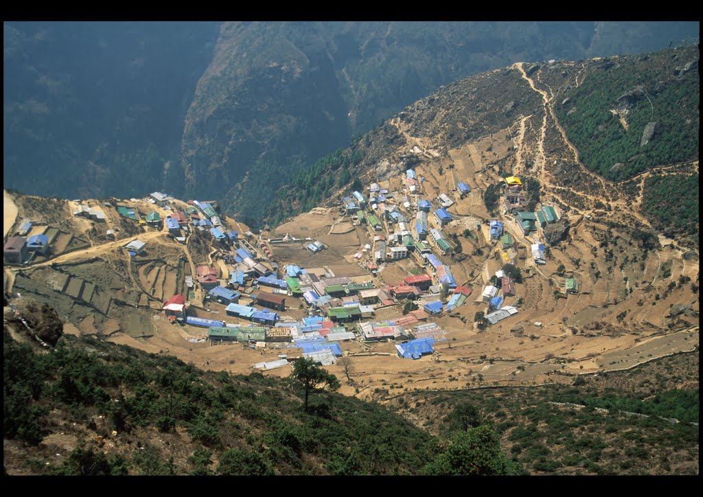 Aerial view of Namche Bazar, Nepal.